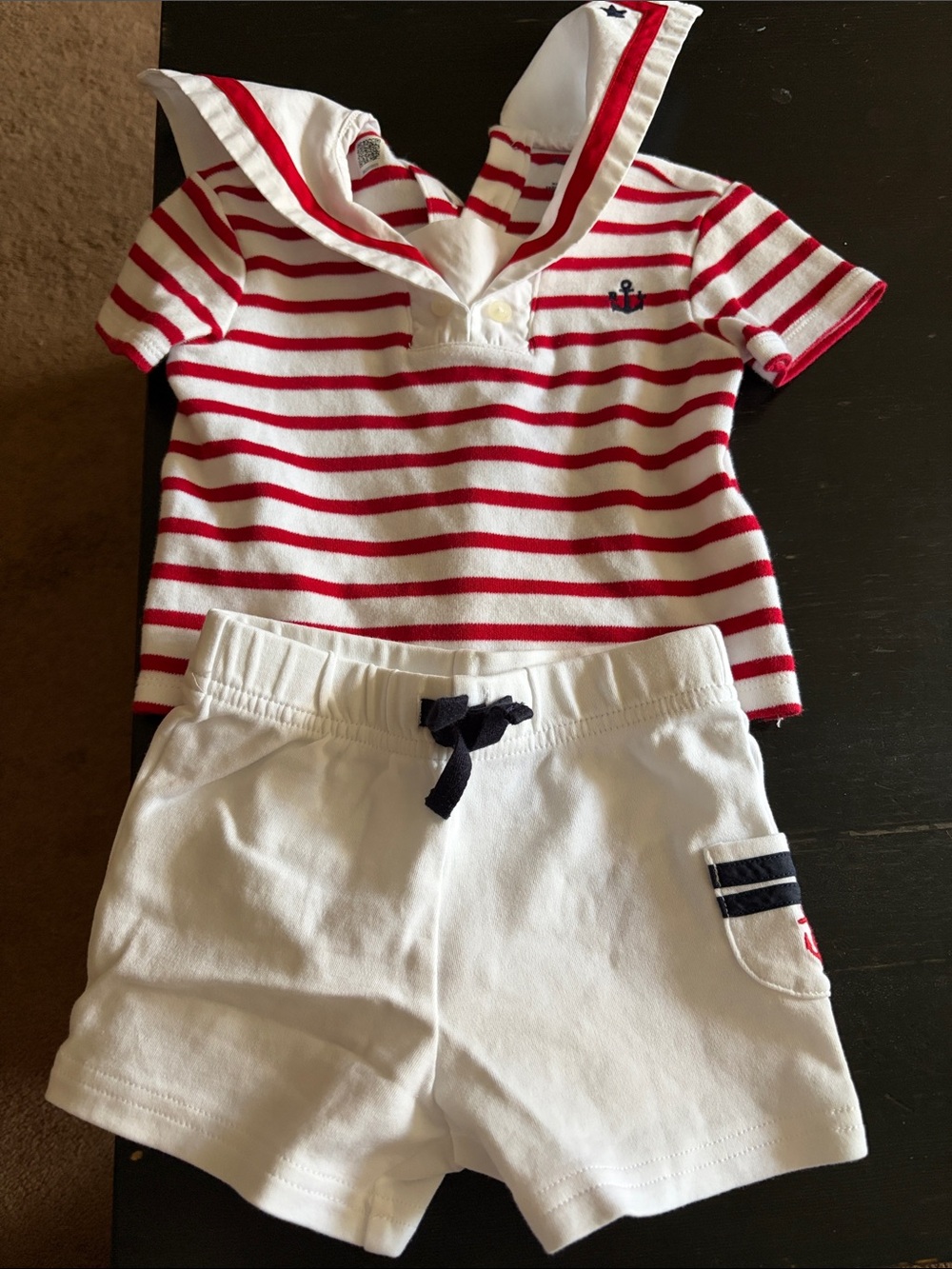 Polo by Ralph Lauren Red and White Striped Sailor Tee with White Shorts
